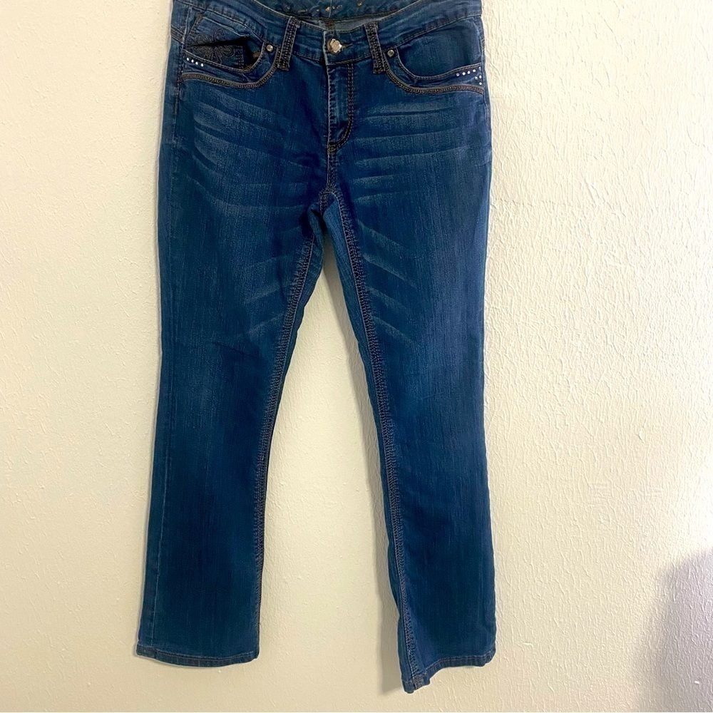 Seven7 Slim Boot Cut Sz 10 Women’s Jeans Rhinestones on Back Pockets